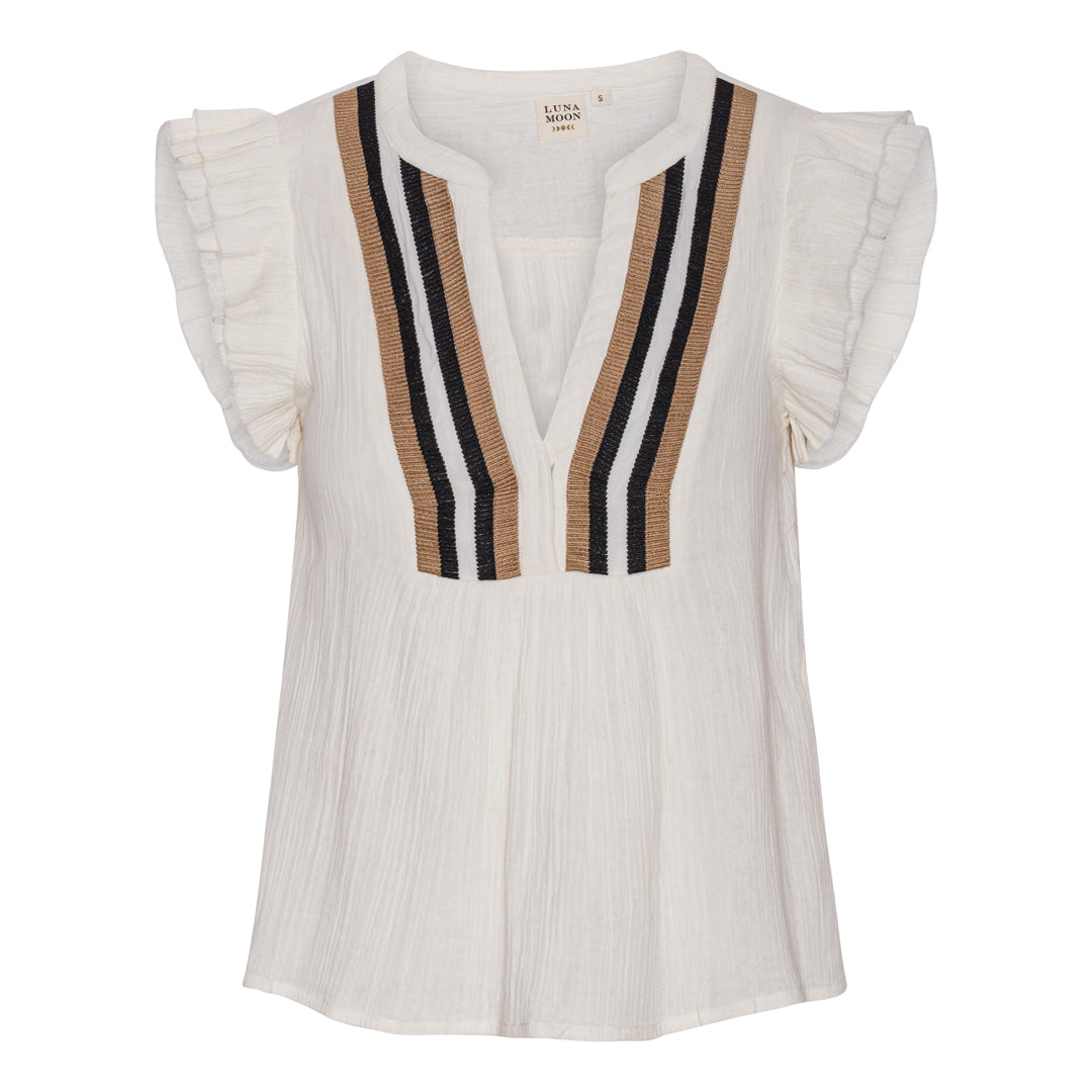 Luna Moon Amalfi Top Top Off-White - Jute