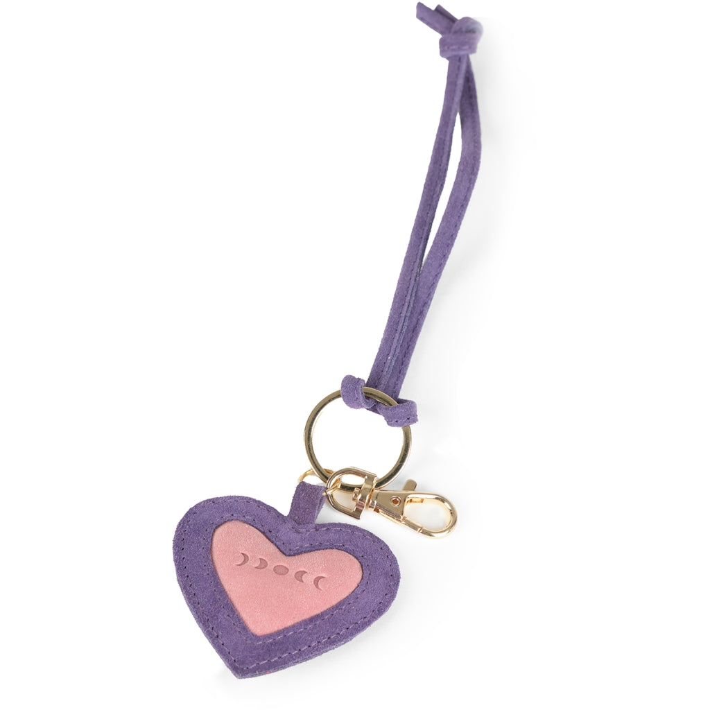 Luna Moon Charm - Double Heart Bag Charm Plum