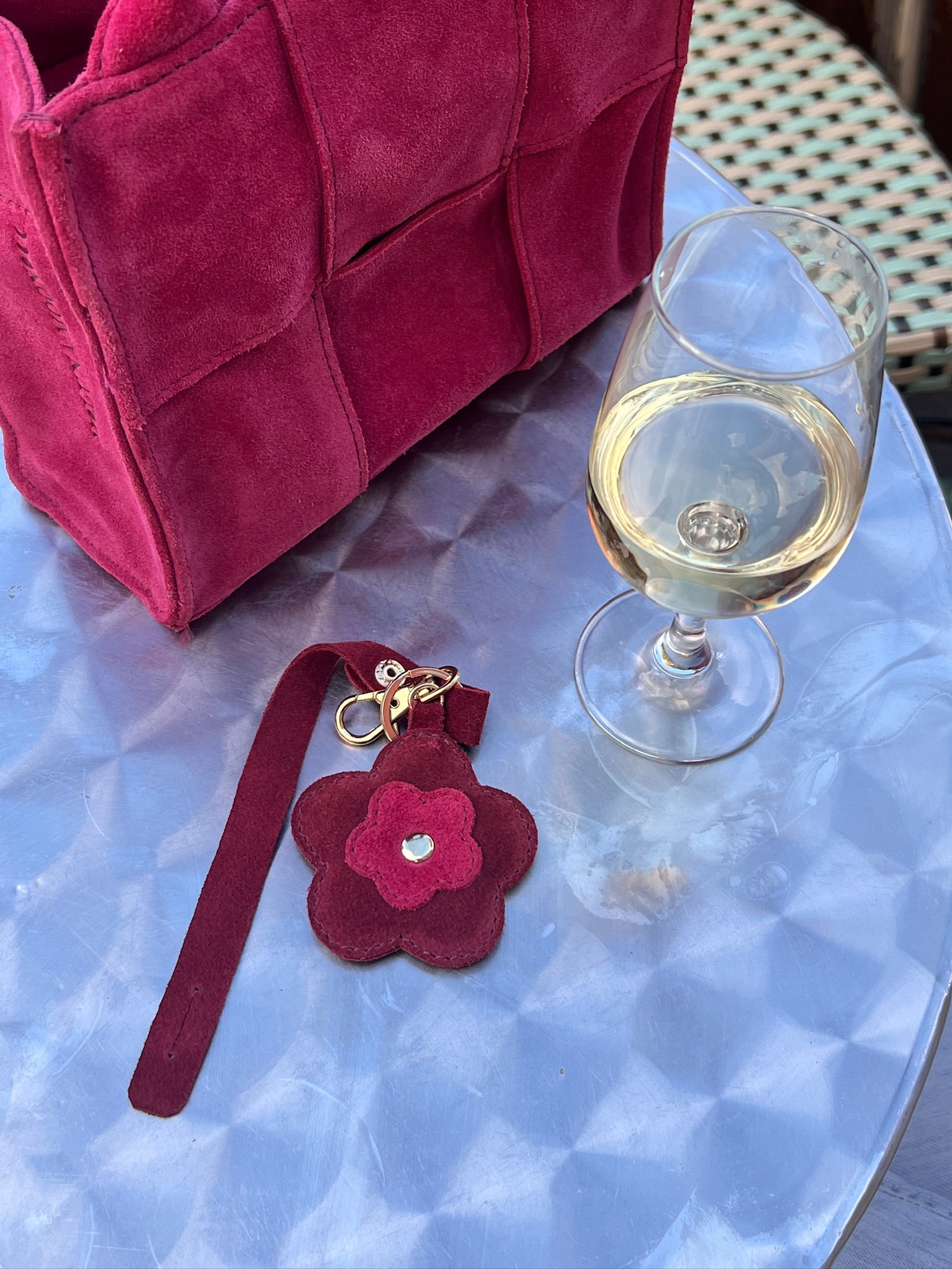 Luna Moon Charm - Portobello Bag Charm Cabernet Red/Pink