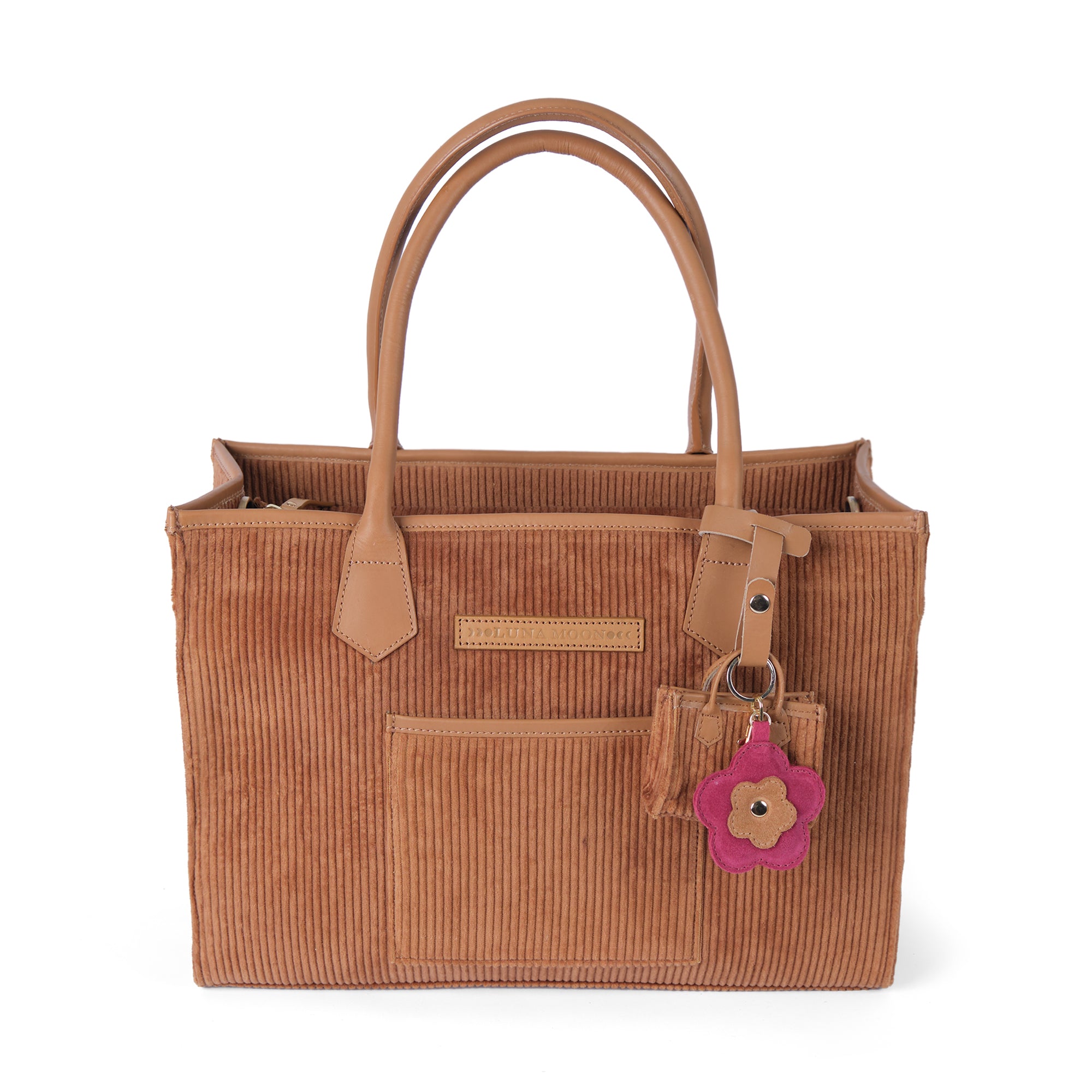 Luna Moon Charm - Portobello Bag Charm Pink Sangria/Camel