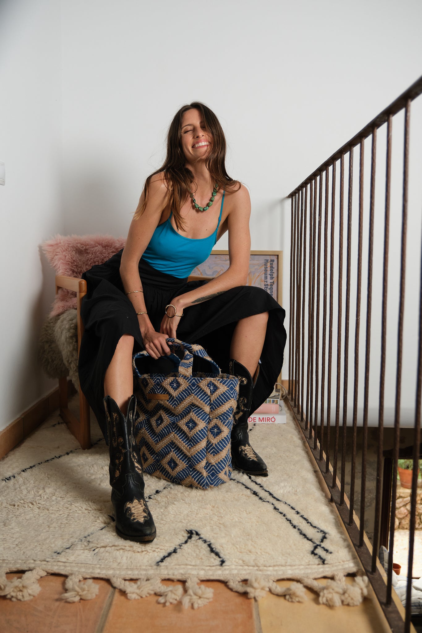 Luna Moon Middy shopper - La Rambla Shopper Greek blue