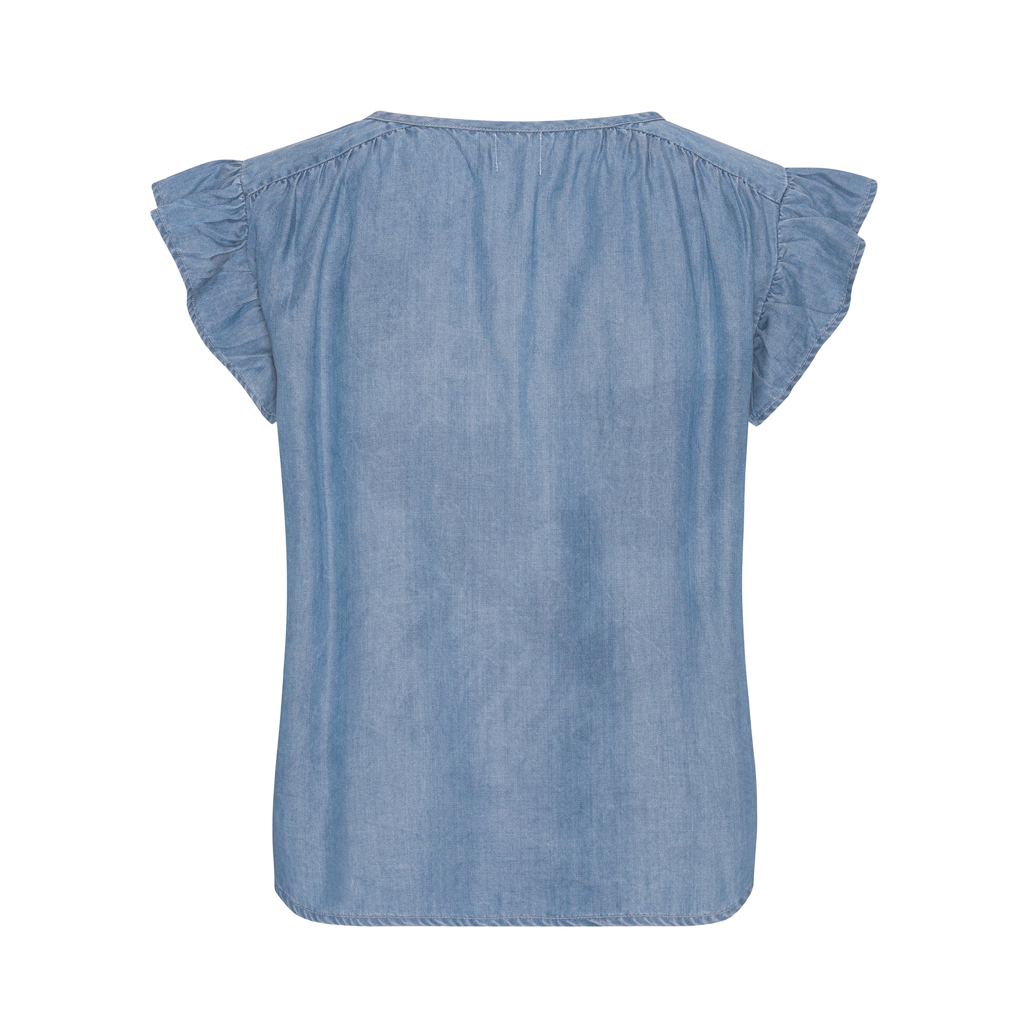 Luna Moon Nantucket Sleeveless Blouse Top Denim washed