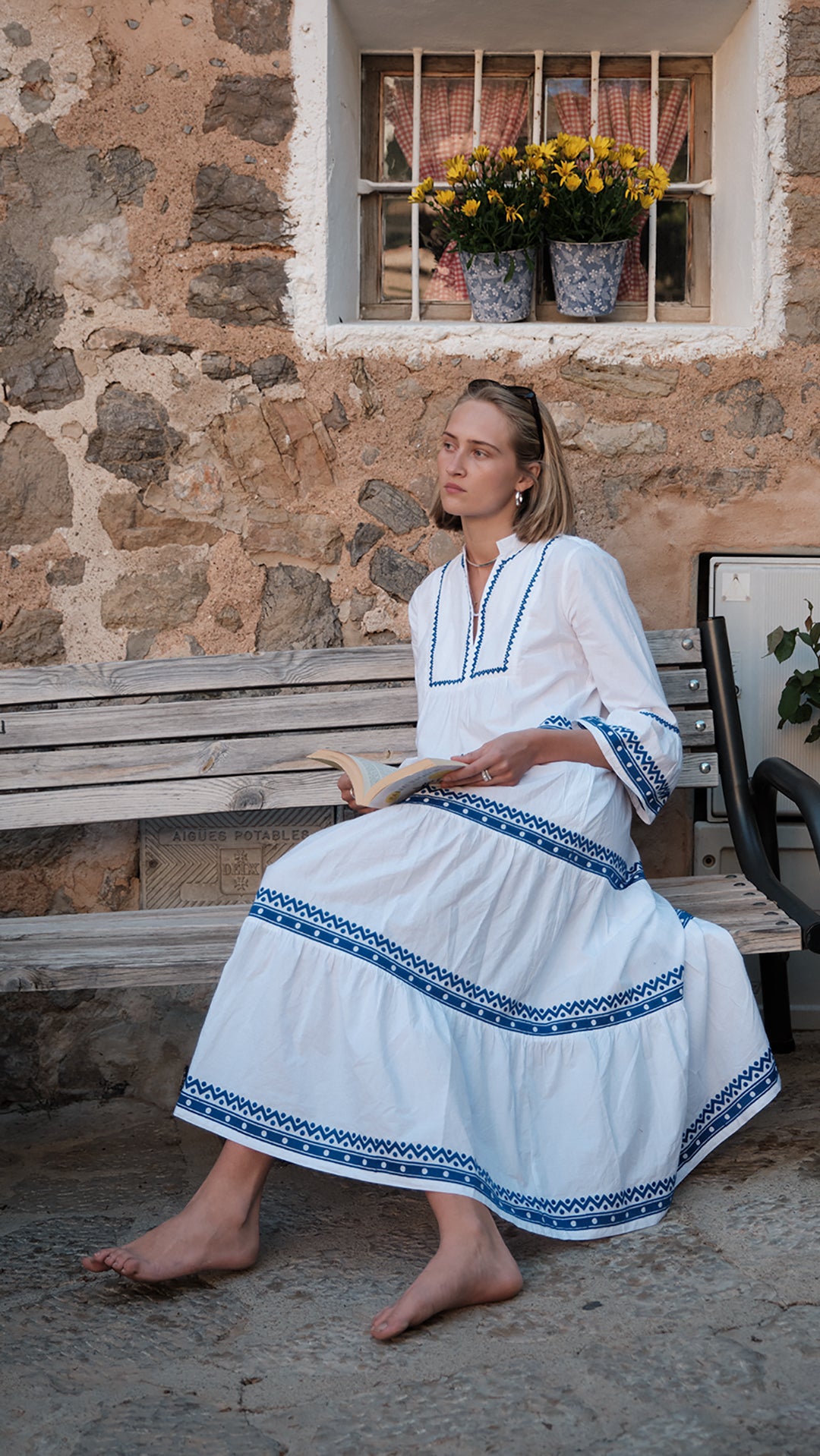 Luna Moon Santorini - Maxi Dress Dress Greek blue