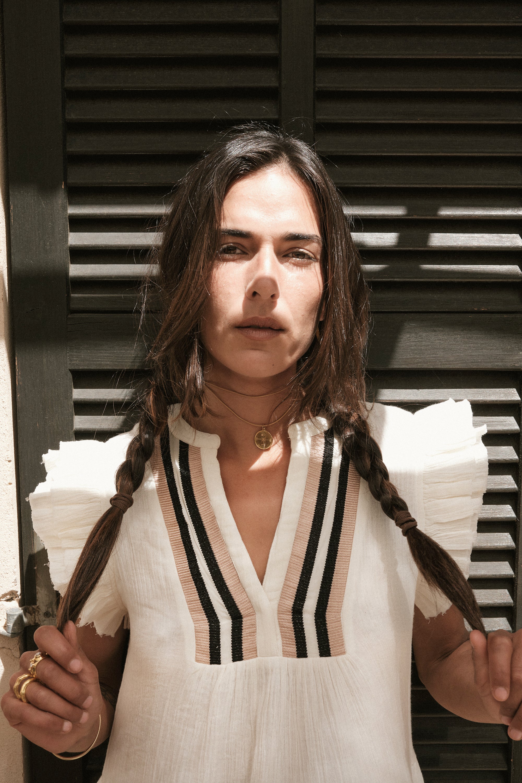 Luna Moon Amalfi Top Top Off-White - Jute