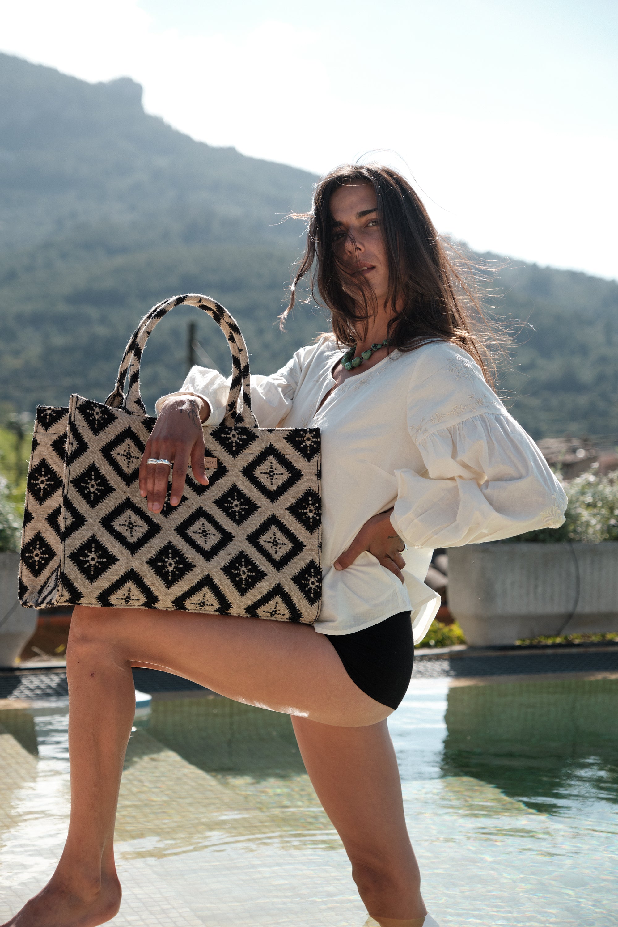 Luna Moon Big Tote - Rue Rivoli Bag Jute - black