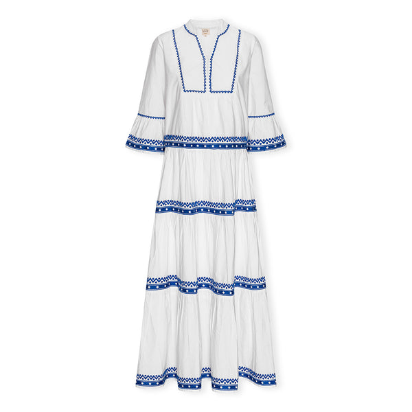 green emerald velvet dress Cretan with Silk Embroidery Linen Dress – Buggy NYC main image 0